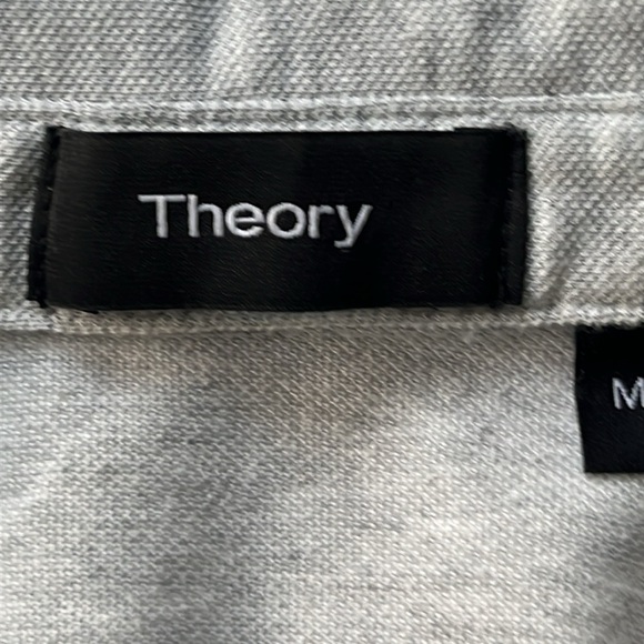 Theory Men’s Polo Shirt Sz M Short Sleeve Gray Preppy Retro Lightweight Casual - Picture 4 of 9